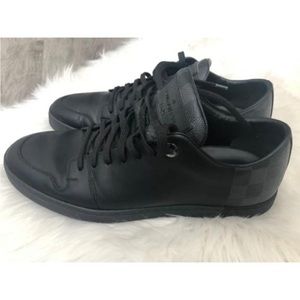 Authentic Louis Vuitton Black Leather Sneakers sz 8 worn once like new